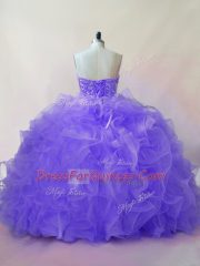 Organza Sleeveless Floor Length 15th Birthday Dress and Beading and Ruffles