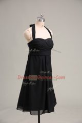 Charming Black Prom Dresses Prom and Party with Ruching Halter Top Sleeveless Zipper