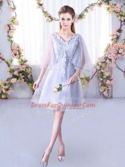 Enchanting Sleeveless Mini Length Lace Lace Up Quinceanera Court Dresses with Grey