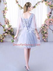 Enchanting Sleeveless Mini Length Lace Lace Up Quinceanera Court Dresses with Grey
