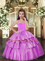 Ball Gowns Pageant Gowns Lilac Straps Sleeveless Floor Length Lace Up