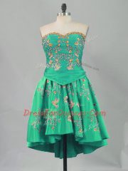 Customized Embroidery Prom Dresses Turquoise Lace Up Sleeveless Mini Length