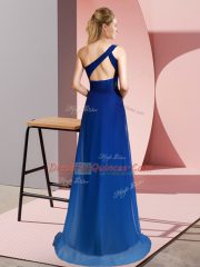 Wine Red One Shoulder Neckline Beading Prom Evening Gown Sleeveless Criss Cross