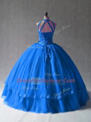 Tulle Sleeveless Floor Length Sweet 16 Dresses and Beading and Appliques