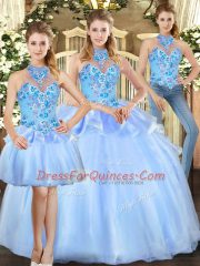 Pretty Sleeveless Embroidery Lace Up Sweet 16 Quinceanera Dress