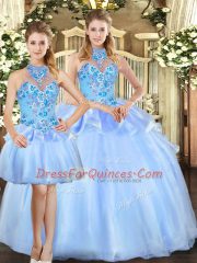 Pretty Sleeveless Embroidery Lace Up Sweet 16 Quinceanera Dress