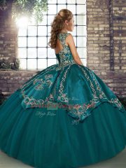 Superior Sleeveless Lace Up Floor Length Beading and Embroidery 15 Quinceanera Dress