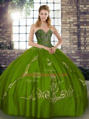 Sleeveless Lace Up Floor Length Beading and Embroidery Quinceanera Dress