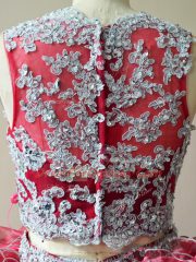 Attractive Scoop Sleeveless Brush Train Zipper Sweet 16 Quinceanera Dress Red Organza