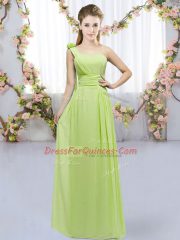 Floor Length Empire Sleeveless Yellow Green Court Dresses for Sweet 16 Lace Up