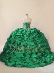 New Style Green Sweetheart Lace Up Beading and Pick Ups Sweet 16 Dresses Brush Train Sleeveless