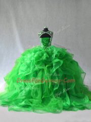 Ball Gowns Sleeveless Green Quinceanera Gown Lace Up