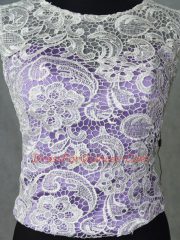 Lovely Lavender Tulle Lace Up Scoop Sleeveless Floor Length Quinceanera Gowns Lace