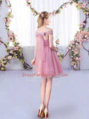 Fitting Belt Damas Dress Pink Lace Up Sleeveless Mini Length