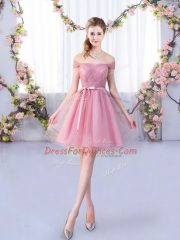 Fitting Belt Damas Dress Pink Lace Up Sleeveless Mini Length