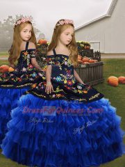 Adorable Organza Sleeveless Floor Length Vestidos de Quinceanera and Embroidery and Ruffled Layers
