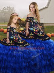 Adorable Organza Sleeveless Floor Length Vestidos de Quinceanera and Embroidery and Ruffled Layers
