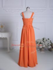 Pretty Orange Dama Dress Wedding Party with Ruching Straps Sleeveless Zipper