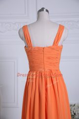 Pretty Orange Dama Dress Wedding Party with Ruching Straps Sleeveless Zipper