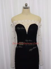 Perfect White Zipper Evening Dress Beading Long Sleeves Floor Length