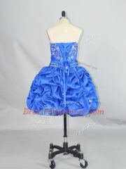 Beauteous Blue Sweetheart Neckline Beading and Ruffles and Pick Ups Dress for Prom Sleeveless Lace Up