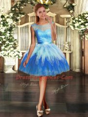 Fashion Multi-color Ball Gowns Scoop Sleeveless Tulle Floor Length Lace Up Lace and Ruffles 15 Quinceanera Dress