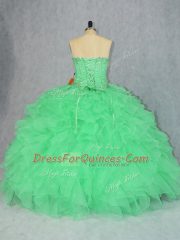 Beading and Ruffles Sweet 16 Dress Lace Up Sleeveless Floor Length