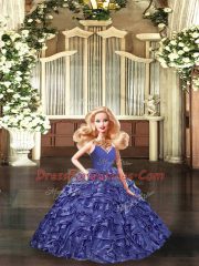 Lavender Backless V-neck Ruffles Vestidos de Quinceanera Organza Sleeveless Brush Train
