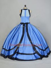Beautiful Scoop Sleeveless Satin Vestidos de Quinceanera Ruching Lace Up