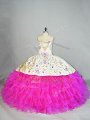 Organza Sleeveless Ball Gown Prom Dress and Embroidery and Ruffled Layers