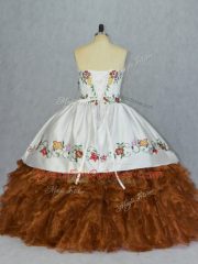 Custom Fit Ball Gowns 15 Quinceanera Dress Brown Sweetheart Organza Sleeveless Floor Length Lace Up