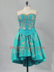 Shining Sweetheart Sleeveless Lace Up Embroidery Evening Dress in Turquoise