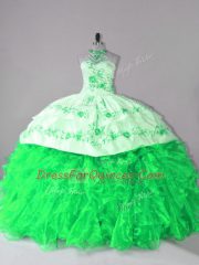 Lace Up 15 Quinceanera Dress Embroidery and Ruffles Sleeveless Court Train