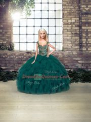 Elegant Sleeveless Beading and Ruffles Lace Up Quinceanera Gowns