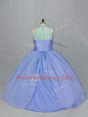 Custom Design Blue Ball Gowns Satin Scoop Sleeveless Embroidery Floor Length Zipper Vestidos de Quinceanera