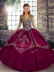 Floor Length Fuchsia Vestidos de Quinceanera Straps Sleeveless Lace Up