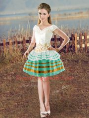 Sleeveless Lace Up Floor Length Embroidery and Ruffled Layers Quinceanera Gowns