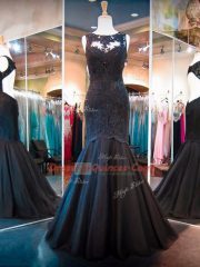 Inexpensive Black Sleeveless Lace Floor Length Prom Dress