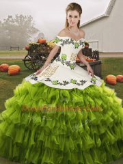 Gorgeous Sleeveless Lace Up Floor Length Embroidery and Ruffled Layers Sweet 16 Dresses