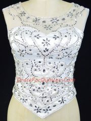 Floor Length White Vestidos de Quinceanera Organza Sleeveless Beading