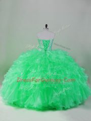 Eye-catching Sweetheart Sleeveless Lace Up Vestidos de Quinceanera Green Organza