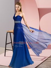 Great Blue Empire Beading Evening Dress Criss Cross Chiffon Sleeveless