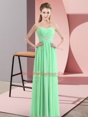 Fantastic Floor Length Zipper Party Dress for Toddlers Apple Green for Prom and Party with Beading