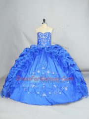 High Class Sweetheart Sleeveless Lace Up Quinceanera Dresses Blue Taffeta