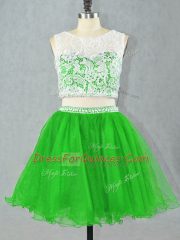 Shining Green Prom Party Dress Prom and Party and Military Ball with Lace and Appliques Scoop Sleeveless Zipper Shining Green Prom Party Dress Prom and Party and Military Ball with Lace and Appliques Scoop Sleeveless Zipper