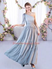 Floor Length Empire Sleeveless Grey Dama Dress Lace Up