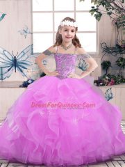 Stylish Sleeveless Beading Lace Up Girls Pageant Dresses