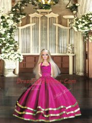 Dramatic Fuchsia Ball Gowns Ruffled Layers Quinceanera Gown Lace Up Tulle Sleeveless Floor Length