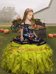 Cheap Floor Length Ball Gowns Sleeveless Green Girls Pageant Dresses Lace Up