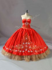 Red Sleeveless Organza Lace Up Quinceanera Dress for Sweet 16 and Quinceanera